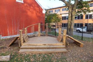 White Oak and Osage Orange Climbing Wall for Preschoolers