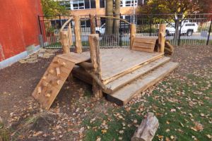 White Oak and Osage Orange Climbing Wall for Preschoolers